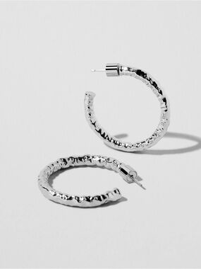 Jennifer Fisher Hailey mini hoops Polished Silver Hammered Hoop Earrings